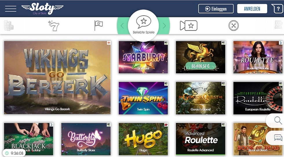 Sélection de jeux sur Sloty Casino